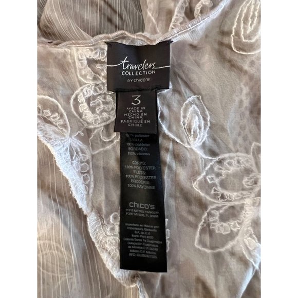 Travelers collection by Chicos 3/US-L16-18 Cardigan Open Front Brown Cream Embro - Picture 11 of 12